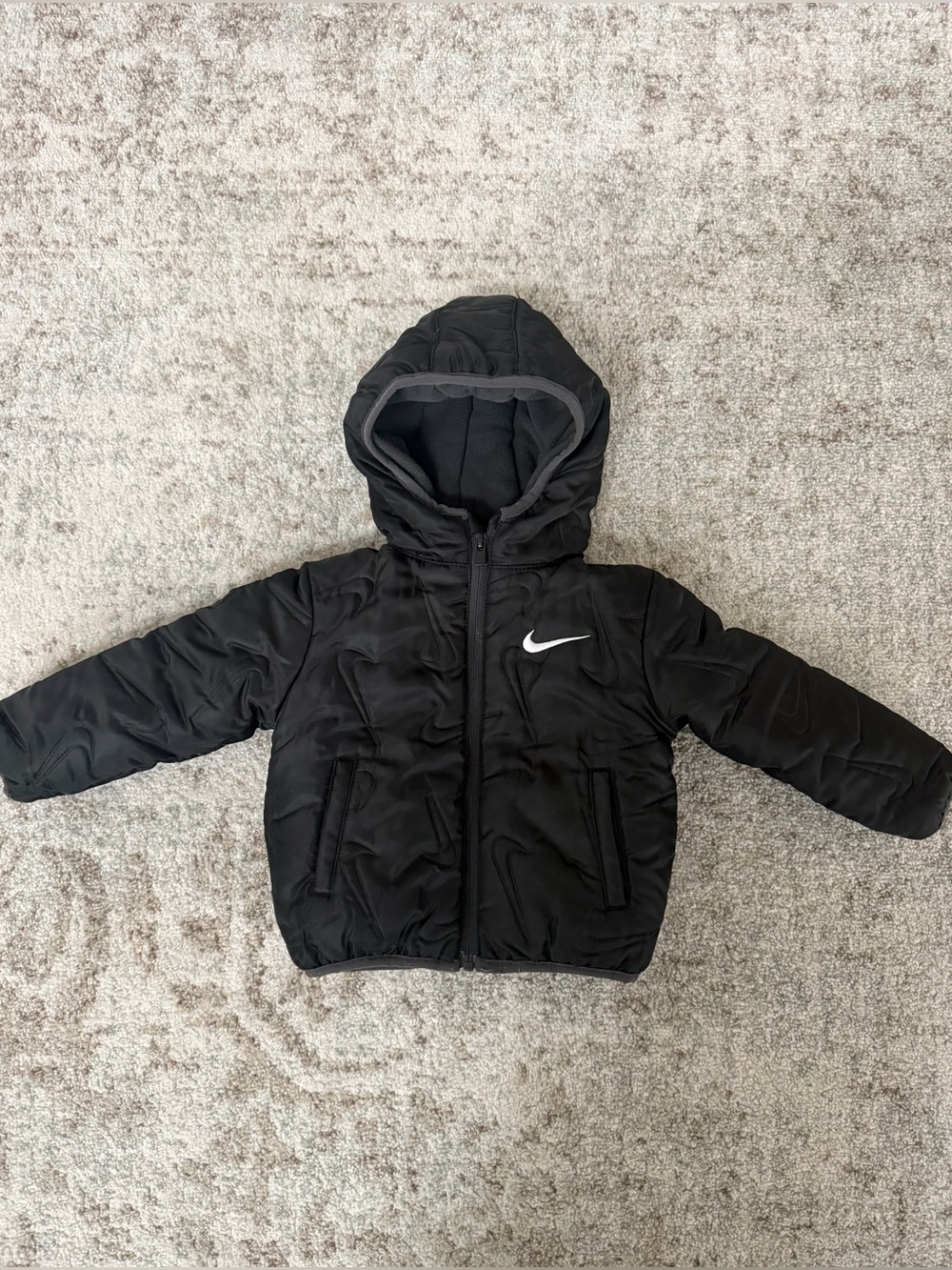 Nike Toddler Black Puffer Jacket 18M Hooded Winter Coat